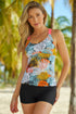 Floral Printed Strappy Racerback Tankini Swim Top